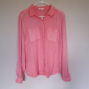 Maurices Pink lightweight button up blouse M NWT